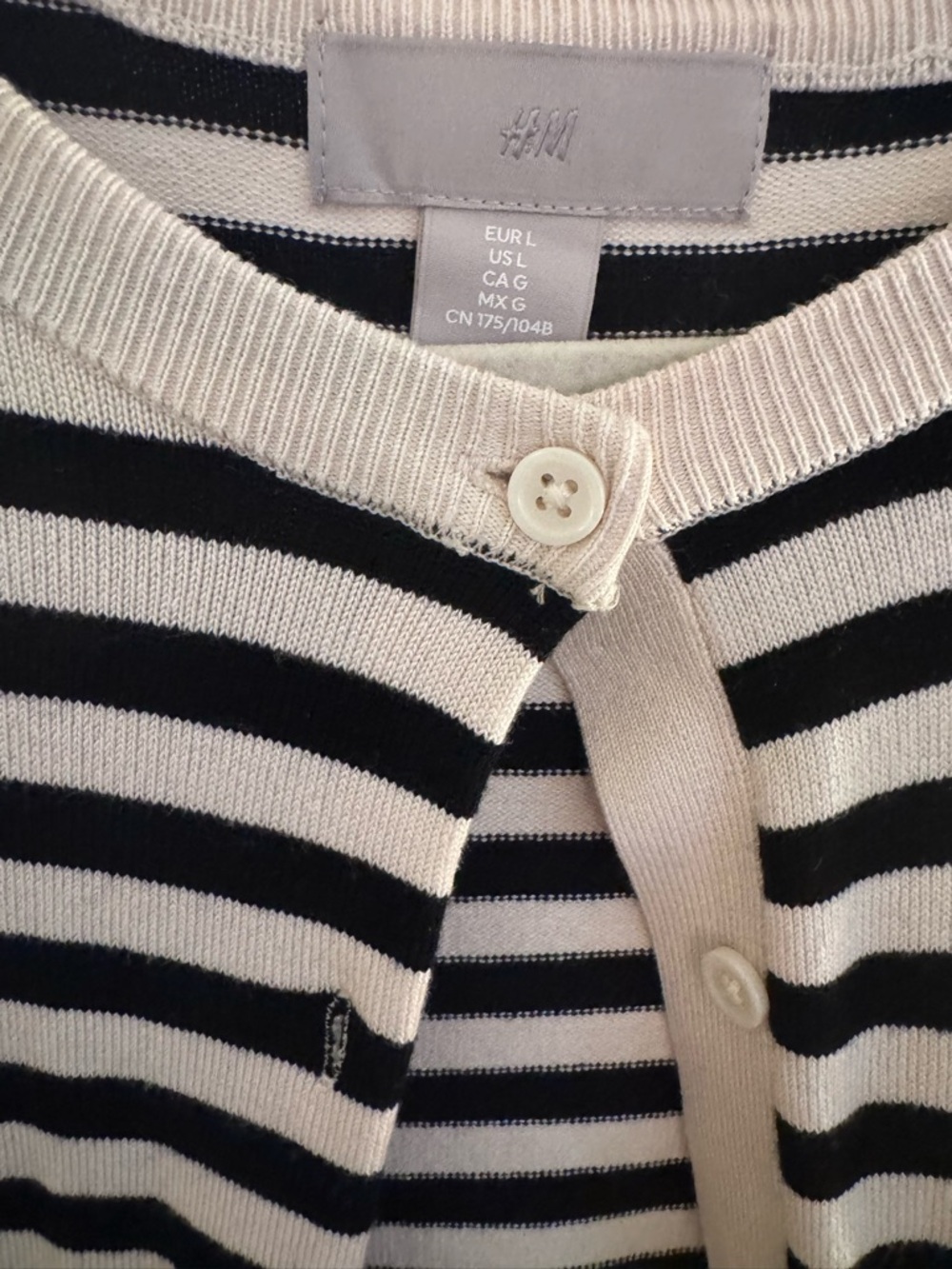 H&M Black & Cream Striped Button-Front Cardigan - Picture 3 of 3